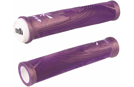 ODI Hucker Flangeless Grips iridescent-purple/white SALE  (white Bar-Ends)