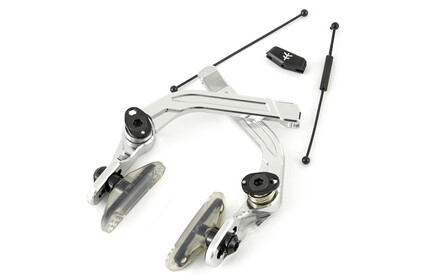 FLY-BIKES Manual CNC Classic U-Brake silver-polished with clear brake-pads