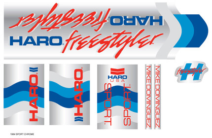HARO 1984 Freestyler Sport Frame Sticker Pack chrome