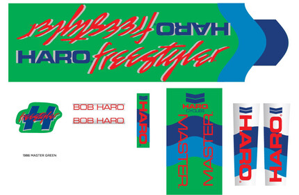 HARO 1986 Freestyler Master Frame Sticker Pack green