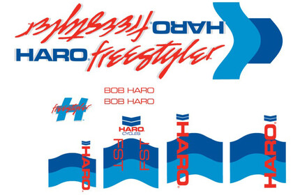 HARO 1985 Freestyler FST Frame Sticker Pack white/red