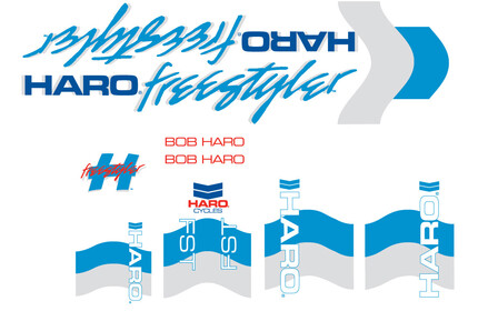 HARO 1985 Freestyler FST Frame Sticker Pack white/blue