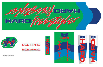 HARO 1985 Freestyler Sport Frame Sticker Pack green